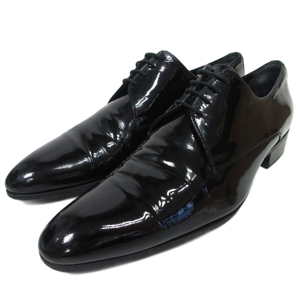 美品　Dior　ディオールオム　エナメル　ドレスシューズ　レザー　ブラック　26 中古・古着通販】DIOR HOMME (ディオール オム) パテントレザー