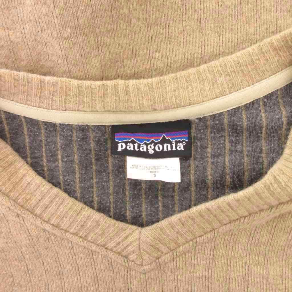 【希少】patagonia メリノウール100% 前V セーター 00sベージュ パタゴニア Patagonia 00s チャンネルウールVネックセーター ニット
