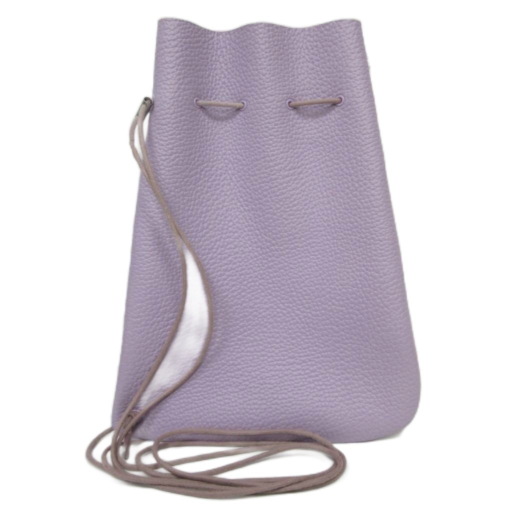 【中古】エンダースキーマ Hender Scheme ZACC レザー ショルダーバッグ 巾着バッグ シボ革 ラベンダー パープル エンダースキーマ Hender Scheme ZACC レザー ショルダーバッグ 巾着