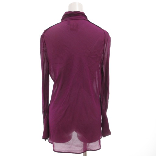 フェンディ FENDI シアー シルクシャツ ブラウス 40 長袖 ネックリボン