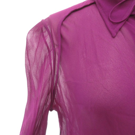 フェンディ FENDI シアー シルクシャツ ブラウス 40 長袖 ネックリボン