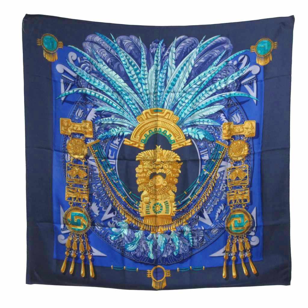 エルメス HERMES カレ 90 MEXIQUE メキシコ インカ スカーフ 仏像 大仏