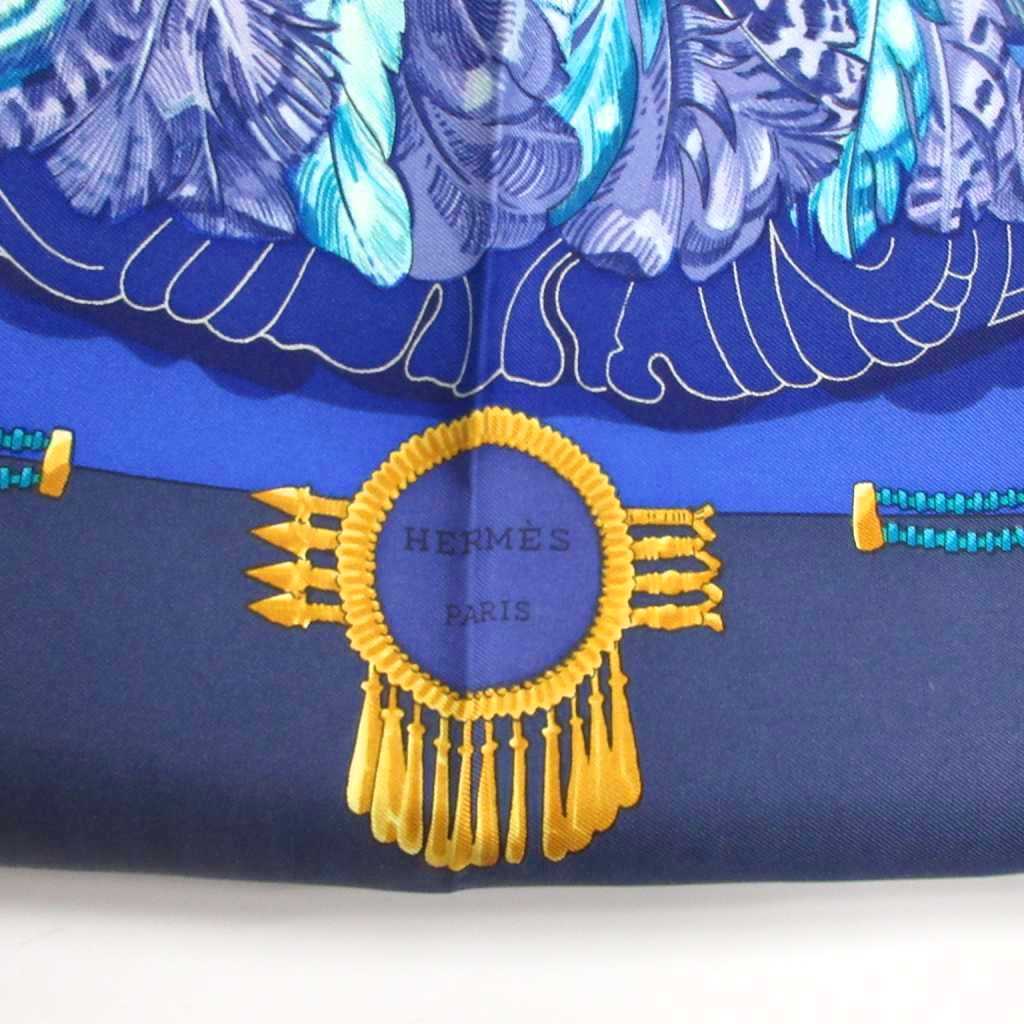 【中古】エルメス HERMES カレ 90 MEXIQUE メキシコ インカ スカーフ 仏像 大仏 シルク 大判 青 ブルー レディース エルメス HERMES カレ 90 MEXIQUE メキシコ インカ スカーフ 仏像 大仏