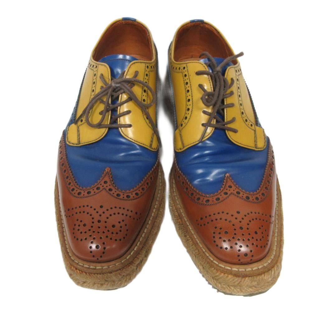 プラダ PRADA 希少 エスパドリーユ ダービーシューズ 革靴 ウイング  