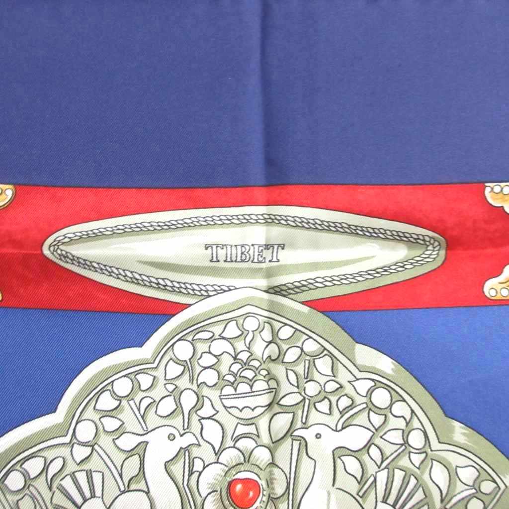 エルメス　チベット　TIBET　スカーフ　カレ90 エルメス HERMES 美品 カレ 90 チベット Tibet スカーフ シルク 大判