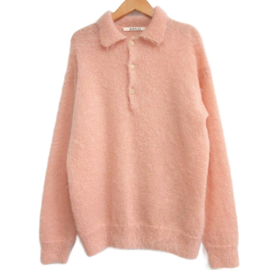 オーラリー AURALEE 美品 24AW BRUSHED SUPER KID MOHAIR KNIT POLO 