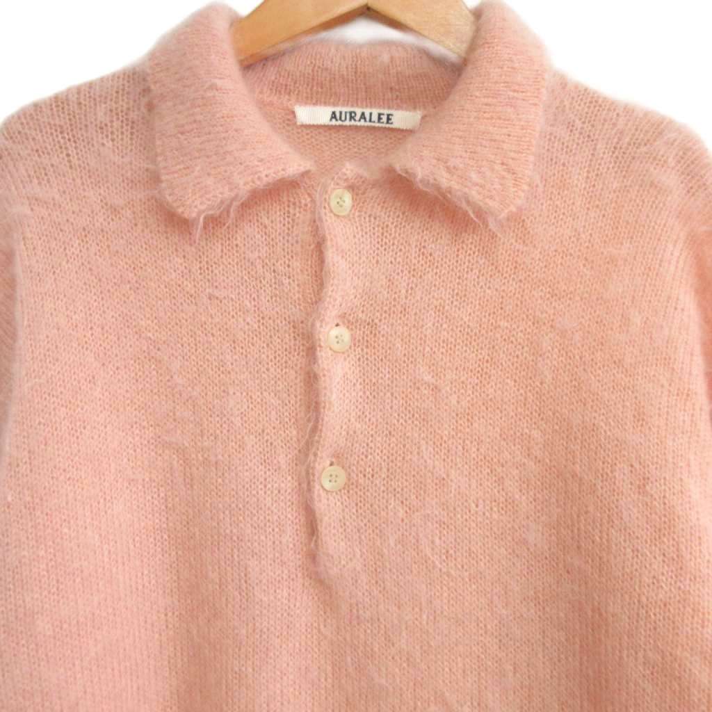 オーラリー AURALEE 美品 24AW BRUSHED SUPER KID MOHAIR KNIT POLO 
