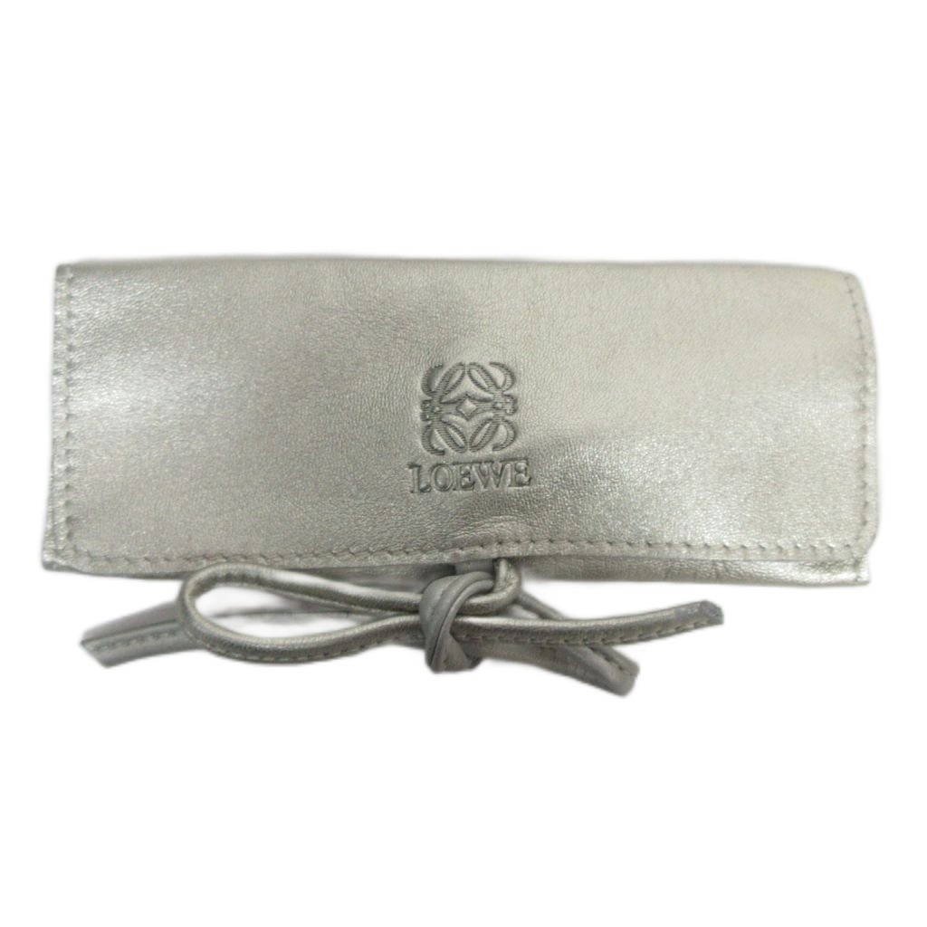 【美品】LOEWE シルバー ラウンドケース　ロエベ ロエベ LOEWE アナグラム ジュエリーケース マルチケース 小物入れ