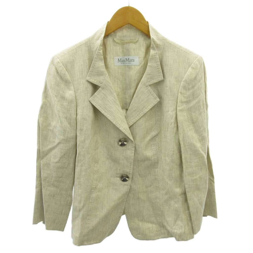 マックスマーラ MAX MARA 美品 白タグ テーラードジャケット 背抜き 2B 