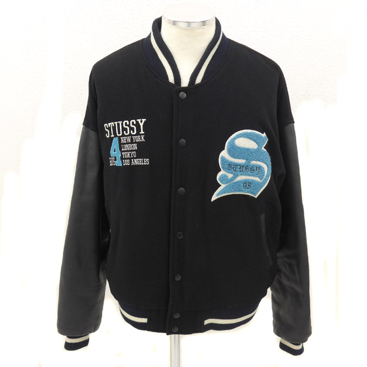 ステューシー Stussy Big4 袖革 スタジャン Usa 黒 ブラック L メンズ 100 ベクトルパーク