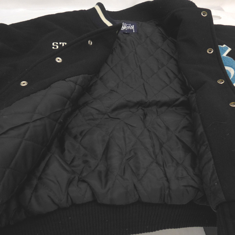 ステューシー STUSSY BIG4 袖革 スタジャン USA 黒 ブラック L ☆AA