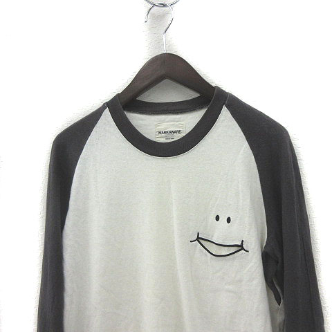 MARKAWARE マーカウェア Tシャツ バイカラー クルーネック 長袖 白 