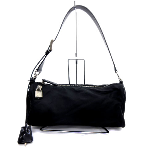 プラダ PRADA VELA ワンショルダーバッグ ナイロン レザー 鍵付き nero 
