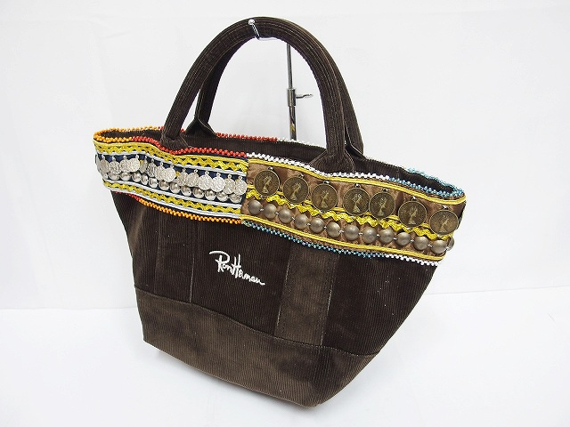 ロンハーマン Ron Herman コーデュロイ コイン モチーフ ノルディック ハンドバッグ 茶ブラウン メンズ レディース 101 ベクトルパーク