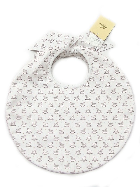 未使用品 エルメス Hermes タグ付 国内正規 ベビー スタイ よだれかけ アニモードゥラフォレ Animaux De La Foret 動物柄 馬柄 リボン ピンク ホワイト 白 K キッズ 101 ベクトルパーク