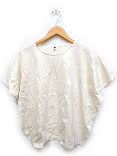 ユニクロ Uniqlo Tシャツ カットソー トップス 半袖 ポンチョ風 ドルマン 無地 コットン 綿 M キナリ C レディース 101 ベクトルパーク
