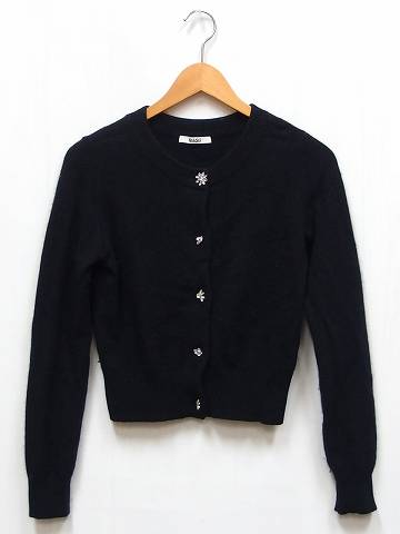 スナイデル Snidel カーディガン ニット 丸首 ビジュー 長袖 アンゴラ混 F ブラック 黒 C レディース 101 ベクトルパーク