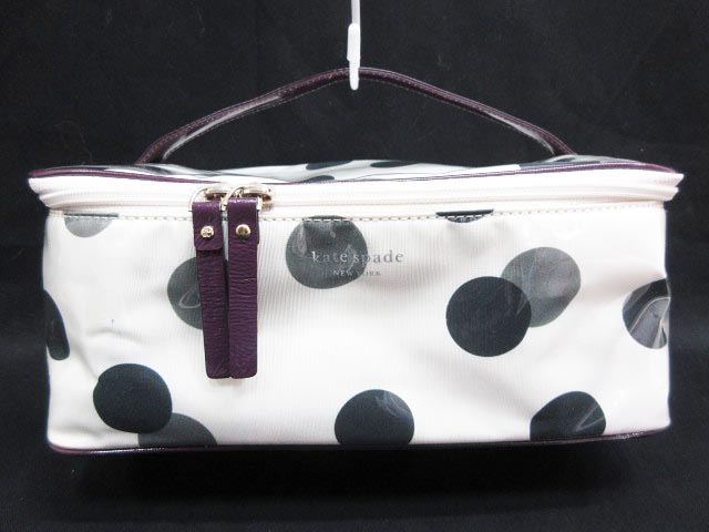 ケイトスペード KATE SPADE バニティケース ポーチ付き ドット柄 白系 