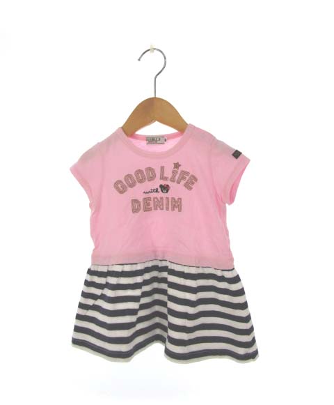 ミキハウス ダブルビー ダブルb Mikihouse Double B ワンピース ボーダー ロゴ 膝丈 半袖 ピンク系 80 ベビー 子供服 キッズ 103 ベクトルパーク