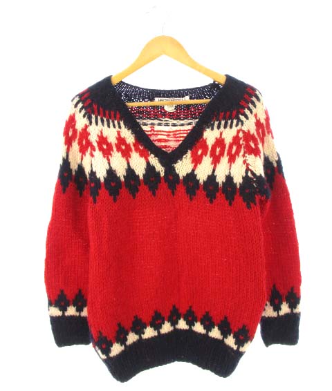 Greek Knitwear ニット セーター ハンドメイド ノルディック柄 赤 紺 白 メンズ 103 ベクトルパーク