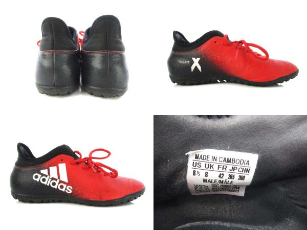 adidas サッカーシューズ 26cm ブラック/レッド アディダス adidas エックス 16.3 TF サッカートレーニング