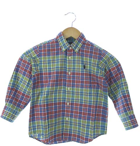 ラルフローレン Ralph Lauren キッズ ボタンダウンシャツ 長袖 チェック トップス 刺繍ロゴ 子供服 グリーン レッド 110cm メンズ 103 ベクトルパーク