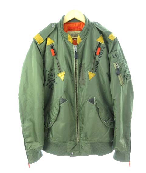 アヴィレックス Avirex L 2 フライトジャケット タイトシルエット ステンシル プリント ミリタリー セージグリーン Xl メンズ 103 ベクトルパーク