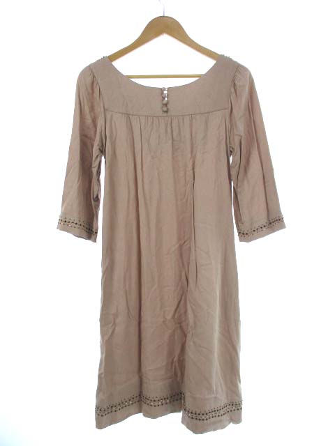 ハグオーワー Hug O War ワンピース 七分袖 ミディ丈 ビーズ ベージュ レディース 103 ベクトルパーク