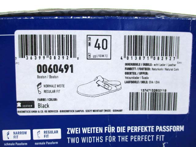 ボストン40黒 ソフトフットベット BIRKENSTOCK BOSTON 黒 スエード