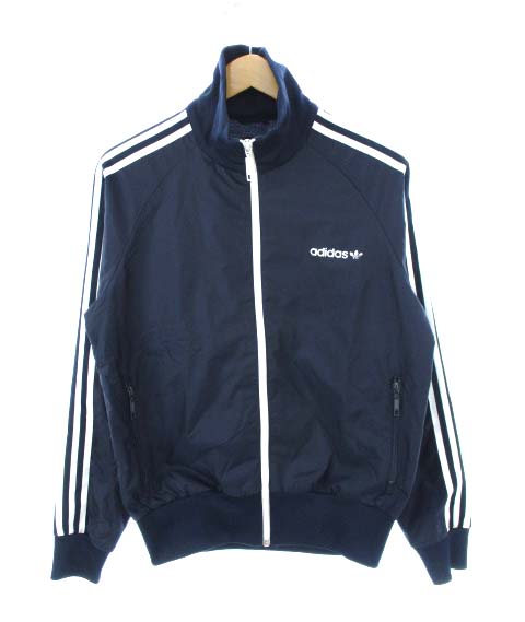 アディダス adidas ジャージ トラックジャケット ナイロン切替 紺 