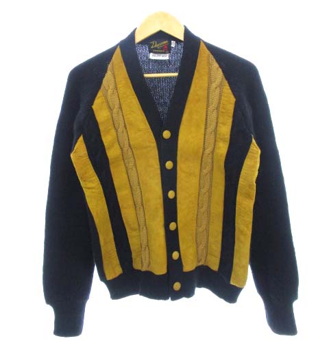 ヴィンテージ Vintage 60 S Duncan ニット カーディガン レザー切替 2plywool ブラック マスタード M メンズ 103 ベクトルパーク ヴィンテージ Vintage 60 S Duncan ニット カーディガン レザー切替 2plywool ブラック マスタード M メンズ 103 ベクトルパーク