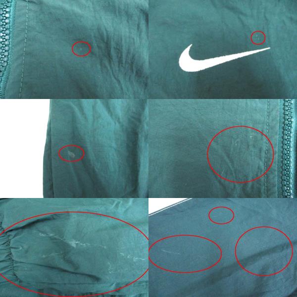 ナイキ 深緑 ハーフジップ ビッグスウッシュ ナイロンジャケット フード収納 L ナイキ NIKE 90's ナイロンジャケット ハーフジップ ビッグ