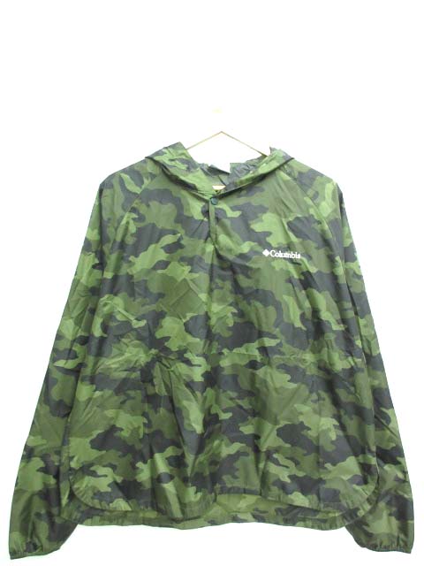 コロンビア Columbia ナイロン ジャケット ポンチョ プルオーバー カモフラ柄 アウトドア カーキ M メンズ 103 ベクトルパーク