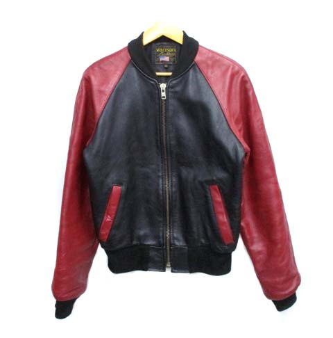 バンソン Vanson チームジャケット レザージャケット Usa製 モーターサイクル 2トーン 黒 赤 34 メンズ 103 ベクトルパーク
