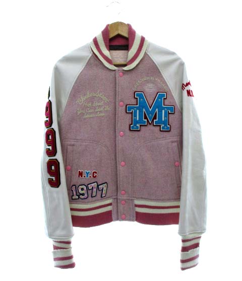 ティーエムティー Tmt スタジャン フルデコ アワードジャケット 袖レザー ピンク M メンズ 103 ベクトルパーク