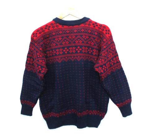 ヴィンテージ Vintage ツンドラ Tundra チロリアンニット セーター カーディガン フック カナダ製 紺 赤 メンズ レディース 103 ベクトルパーク