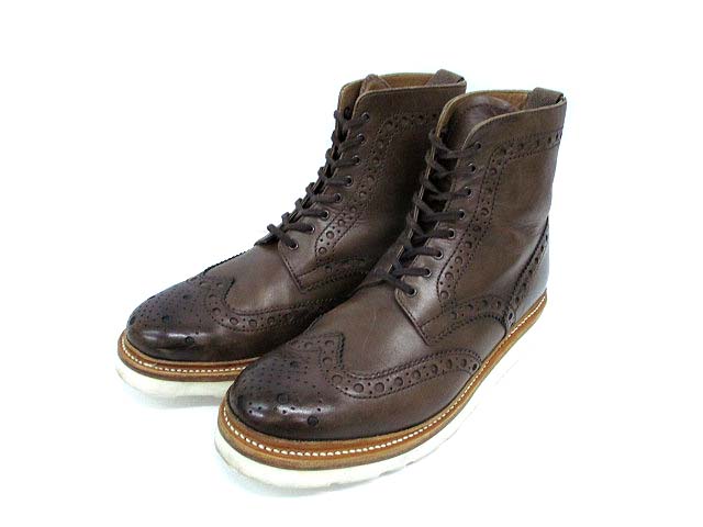 グレンソン Grenson ウィングチップ ブーツ カントリーブーツ 5068 レザー ビブラムソール ダークブラウン 8 メンズ 103 ベクトルパーク