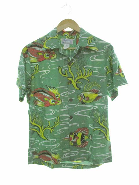 カラカウア Kalakaua アロハシャツ 魚柄 ハワイ製 グリーン Xs メンズ 103 ベクトルパーク カラカウア Kalakaua アロハシャツ 魚柄 ハワイ製 グリーン Xs メンズ 103 ベクトルパーク