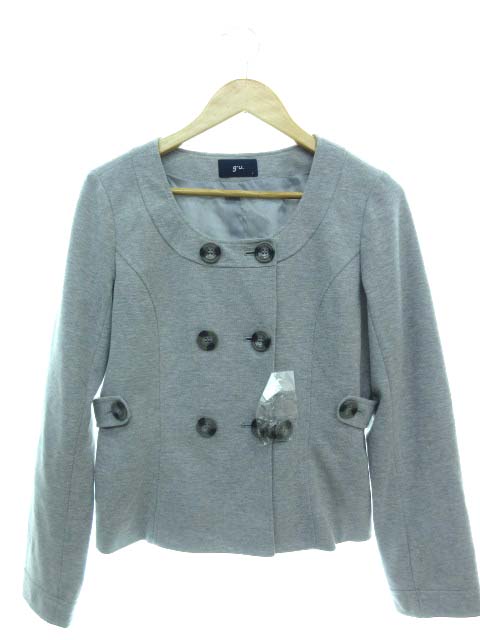 ジーユー Gu ノーカラージャケット ショート丈 ダブル グレー L レディース 103 ベクトルパーク