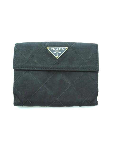 プラダ PRADA 三つ折り 財布 ウォレット キルティング ブラック  