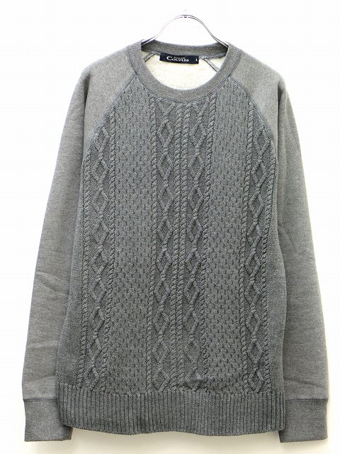 美品 ローズバッド Rose Bud Couples カップルズ ケーブルニット異素材切替 スウェットトレーナー 灰 グレー L 秋冬 メンズ 104 ベクトルパーク