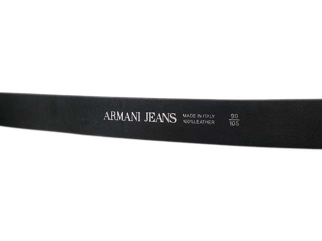 アルマーニジーンズ ARMANIJEANS 90/105 レザー×金属素材 黒 ベルト Armani Jeans レザー ベルト 90⁄105