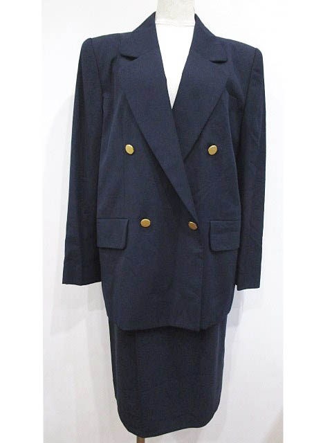 Christian Dior 金ボタンネイビー ダブルスーツ クリスチャンディオール Christian Dior スーツ スカート ダブル 金