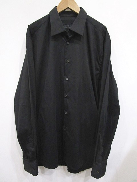 プラダ PRADA ドレス シャツ 長袖 ストレッチ 42 黒 1116 106