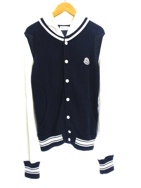 モンクレール Moncler Maglia Tricot Cardigan カーディガン ニット 前開き ロゴワッペン ブラック ホワイト S Ooo 1214 メンズ 107 ベクトルパーク