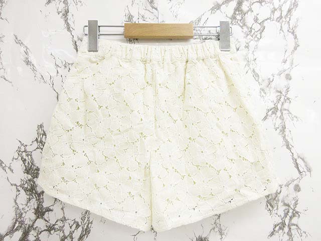 未使用品 ダズリン Dazzlin ショートパンツ レース ジッパーフライ オフホワイト 白 S 111 ベクトルパーク