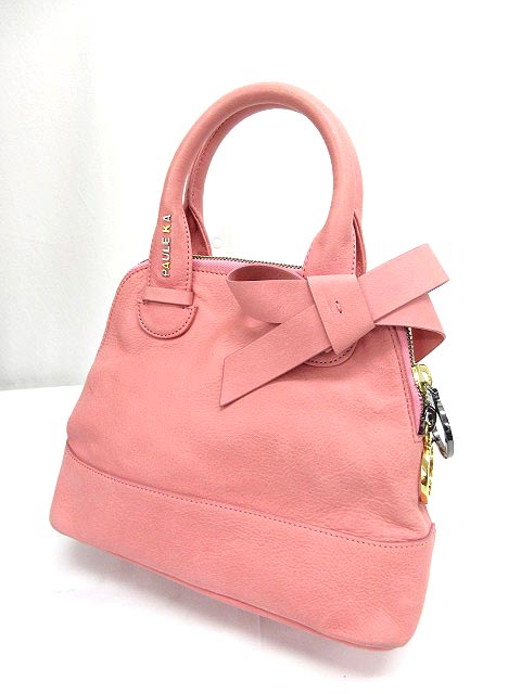 ポールカ PAULE KA ハンドバッグ リボン ロゴ ピンク レディース 111  