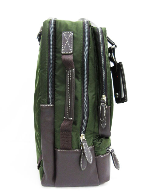 美品 ヒデオワカマツ Hideo Wakamatsu ブリンダ ビジネスバックパック 2way ナイロン レザー カーキ 111 ベクトルパーク