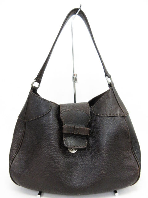 プラダ PRADA セミショルダーバッグ レザー 本革 型押し ダーク  