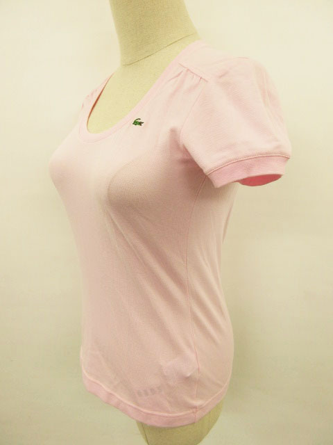 未使用品 ラコステ LACOSTE カットソー Tシャツ 半袖 丸首 ピンク 40 